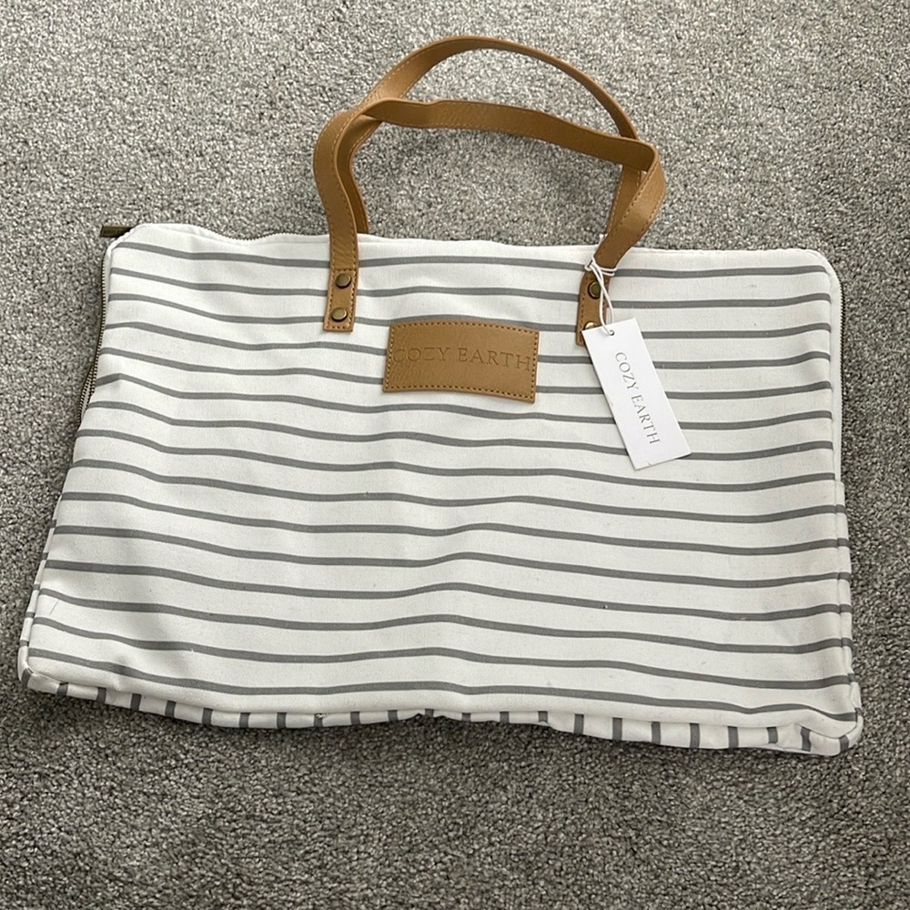 Cozy Earth Striped White and Tan Women's Bag